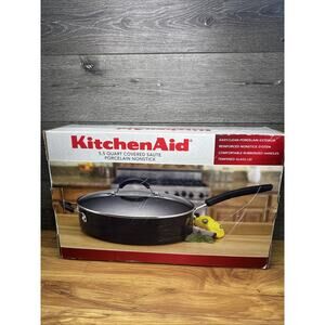 KitchenAid 5.5 Qt covered sauté pan with porcelain nonstick interior & Exterior